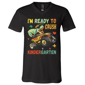 I'm Ready To Crush Kindergarten Dinosaur Back To School V-Neck T-Shirt