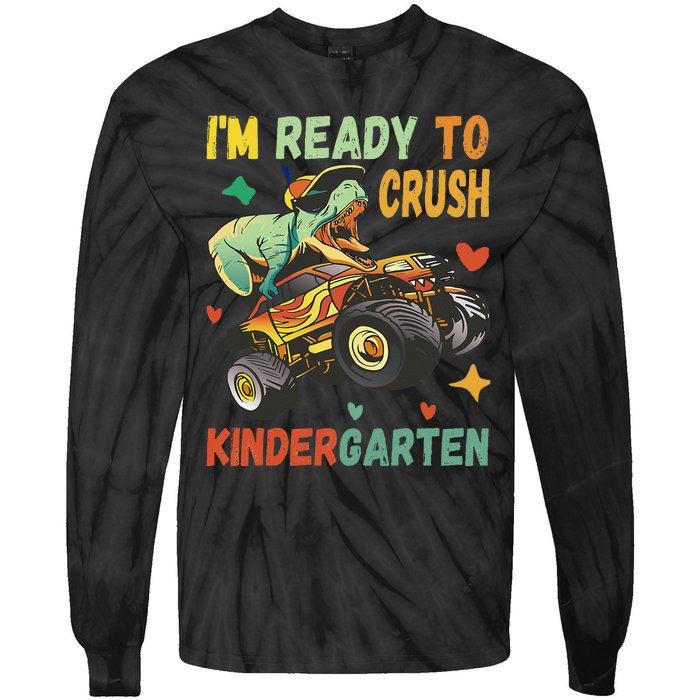 I'm Ready To Crush Kindergarten Dinosaur Back To School Tie-Dye Long Sleeve Shirt