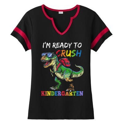 IM Ready To Crush Kindergarten Dinosaur 1st Day Of School Ladies Halftime Notch Neck Tee