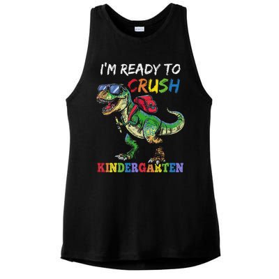 IM Ready To Crush Kindergarten Dinosaur 1st Day Of School Ladies PosiCharge Tri-Blend Wicking Tank