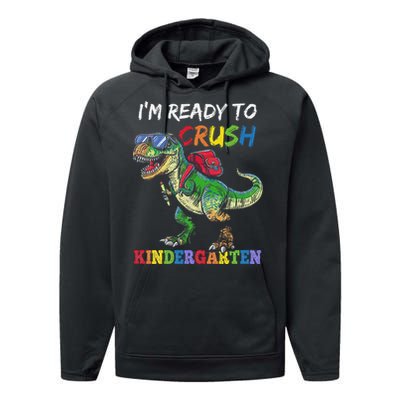 IM Ready To Crush Kindergarten Dinosaur 1st Day Of School Performance Fleece Hoodie