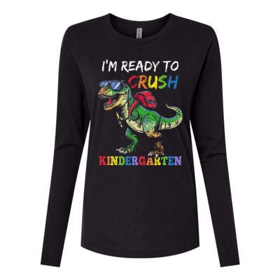 IM Ready To Crush Kindergarten Dinosaur 1st Day Of School Womens Cotton Relaxed Long Sleeve T-Shirt