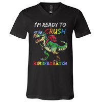 IM Ready To Crush Kindergarten Dinosaur 1st Day Of School V-Neck T-Shirt