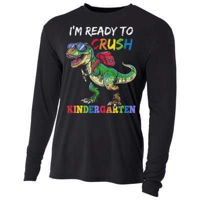 IM Ready To Crush Kindergarten Dinosaur 1st Day Of School Cooling Performance Long Sleeve Crew