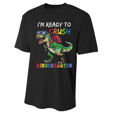 IM Ready To Crush Kindergarten Dinosaur 1st Day Of School Performance Sprint T-Shirt