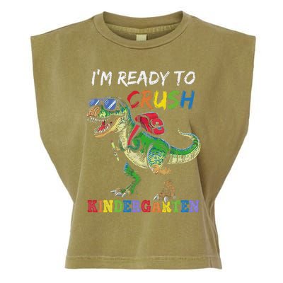 IM Ready To Crush Kindergarten Dinosaur 1st Day Of School Garment-Dyed Women's Muscle Tee