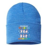 Im Ready To Crush Kindergarten Dabbing Unicorn Meaningful Gift Sustainable Knit Beanie