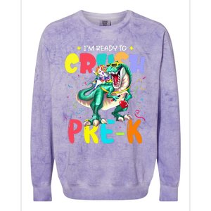 I'm Ready To Crush PreK Unicorn Dinosaur Back To School Colorblast Crewneck Sweatshirt