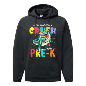 I'm Ready To Crush PreK Unicorn Dinosaur Back To School Performance Fleece Hoodie