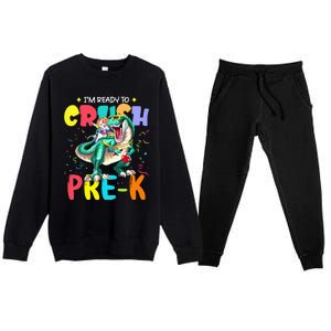 I'm Ready To Crush PreK Unicorn Dinosaur Back To School Premium Crewneck Sweatsuit Set