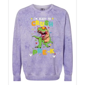 Im Ready To Crush PreK T Rex Dinosaur Back To School Colorblast Crewneck Sweatshirt