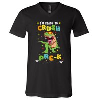 Im Ready To Crush PreK T Rex Dinosaur Back To School V-Neck T-Shirt