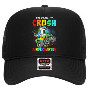 I'm Ready To Crush Kindergarten Dinosaur Back To School High Crown Mesh Back Trucker Hat