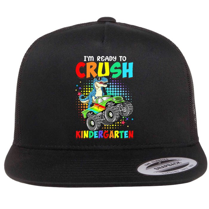 I'm Ready To Crush Kindergarten Dinosaur Back To School Flat Bill Trucker Hat