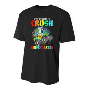 I'm Ready To Crush Kindergarten Dinosaur Back To School Youth Performance Sprint T-Shirt