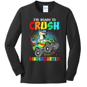 I'm Ready To Crush Kindergarten Dinosaur Back To School Kids Long Sleeve Shirt