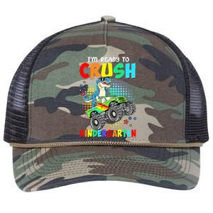 I'm Ready To Crush Kindergarten Dinosaur Back To School Retro Rope Trucker Hat Cap