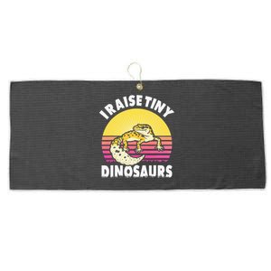 I Raise Tiny Dinosaurs Gifts For Leopard Gecko Lovers Large Microfiber Waffle Golf Towel