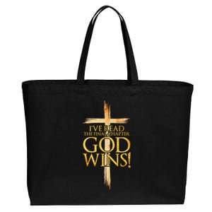 IVe Read The Final Chapter God Wins Christian Faith Cross Cotton Canvas Jumbo Tote