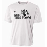 I Run This Town Funny Running Cooling Performance Crew T-Shirt