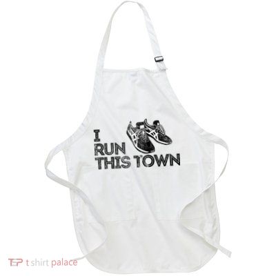 I Run This Town Funny Running Full-Length Apron With Pockets