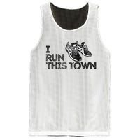 I Run This Town Funny Running Mesh Reversible Basketball Jersey Tank