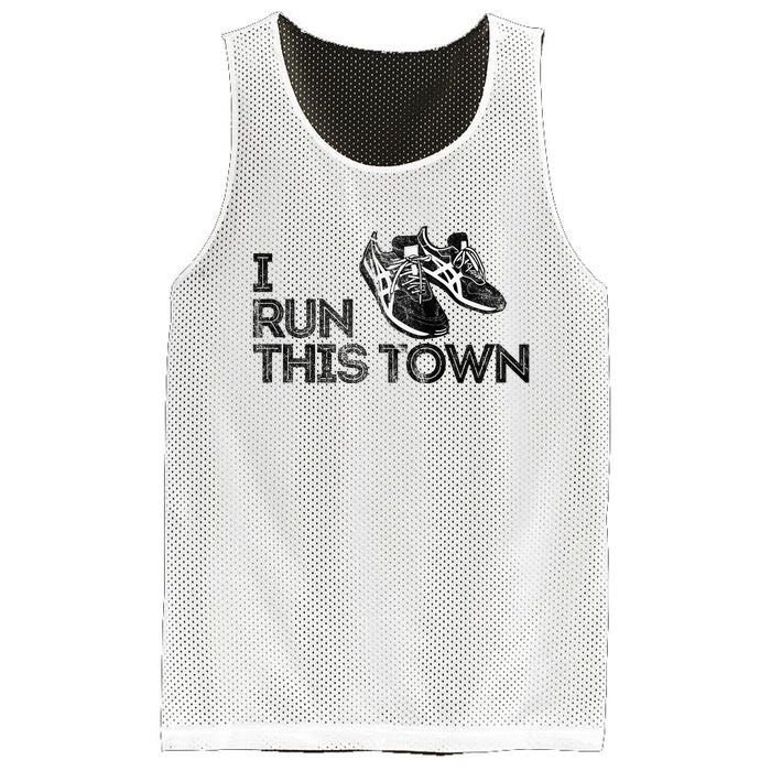 I Run This Town Funny Running Mesh Reversible Basketball Jersey Tank