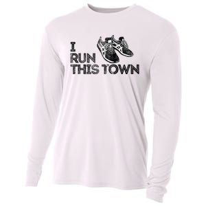 I Run This Town Funny Running Cooling Performance Long Sleeve Crew