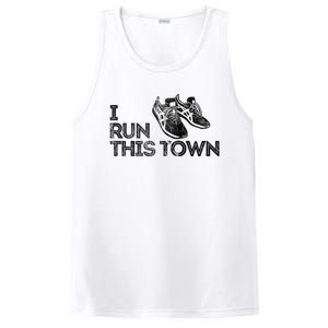 I Run This Town Funny Running PosiCharge Competitor Tank