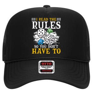 I Read The Rules Board Gaming Tabletop Board Game Meeple High Crown Mesh Back Trucker Hat