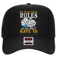 I Read The Rules Board Gaming Tabletop Board Game Meeple High Crown Mesh Back Trucker Hat