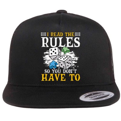 I Read The Rules Board Gaming Tabletop Board Game Meeple Flat Bill Trucker Hat