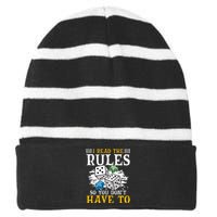 I Read The Rules Board Gaming Tabletop Board Game Meeple Striped Beanie with Solid Band