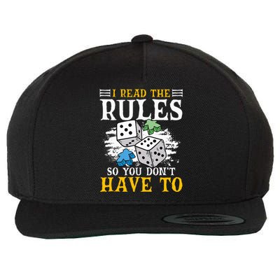 I Read The Rules Board Gaming Tabletop Board Game Meeple Wool Snapback Cap