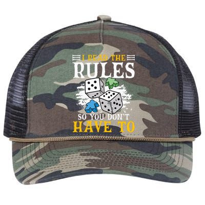 I Read The Rules Board Gaming Tabletop Board Game Meeple Retro Rope Trucker Hat Cap