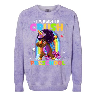 Im Ready To Crush Preschool Rainbow Unicorn Back To School Cute Gift Colorblast Crewneck Sweatshirt