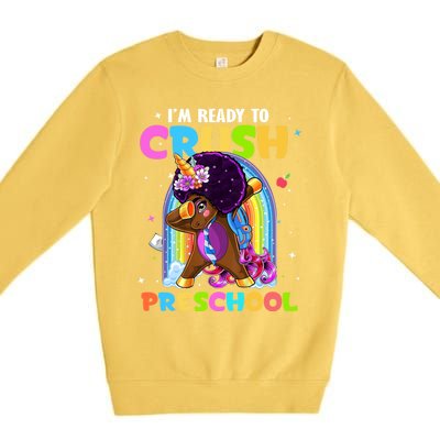 Im Ready To Crush Preschool Rainbow Unicorn Back To School Cute Gift Premium Crewneck Sweatshirt