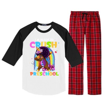 Im Ready To Crush Preschool Rainbow Unicorn Back To School Cute Gift Raglan Sleeve Pajama Set