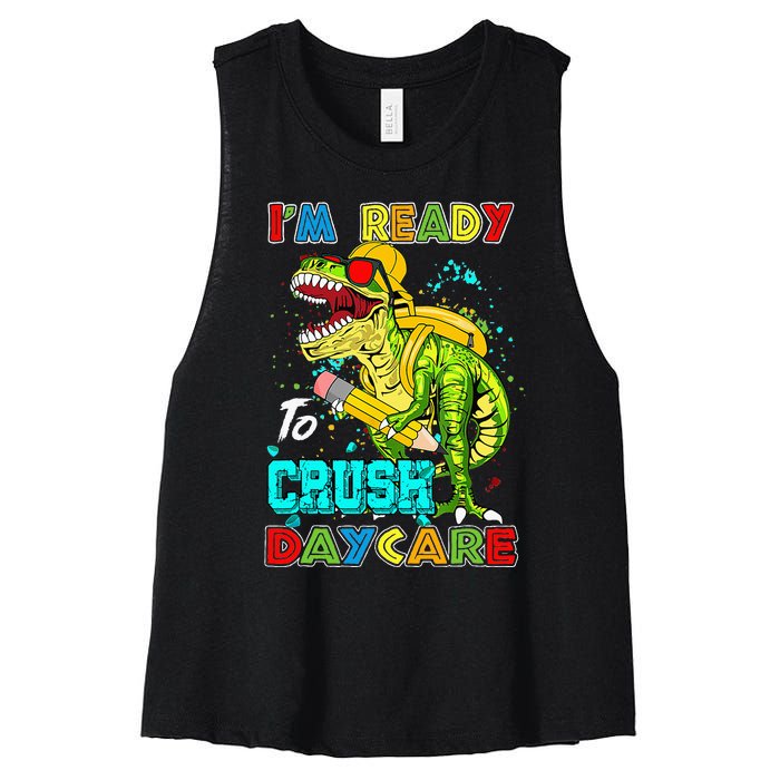 I'm Ready To Crush Daycare Back To School Dinosaur Women's Racerback Cropped Tank