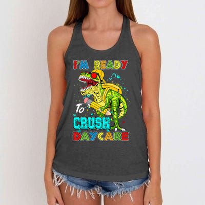 I'm Ready To Crush Daycare Back To School Dinosaur Women's Knotted Racerback Tank