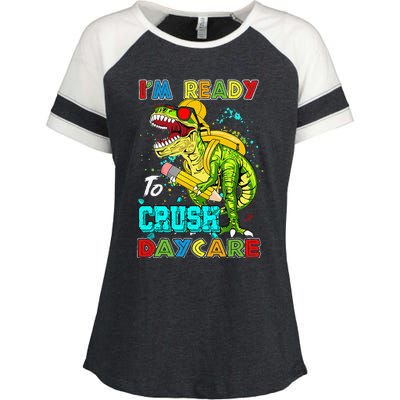 I'm Ready To Crush Daycare Back To School Dinosaur Enza Ladies Jersey Colorblock Tee