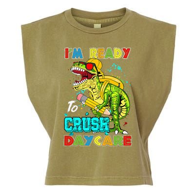 I'm Ready To Crush Daycare Back To School Dinosaur Garment-Dyed Women's Muscle Tee