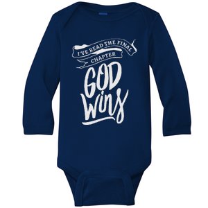 I Read The Final Chapter God Wins Christian Faith Bible Baby Long Sleeve Bodysuit