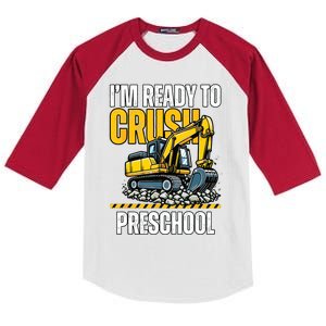 Im Ready To Crush Preschool Boy First Day Of Preschool Kids Colorblock Raglan Jersey