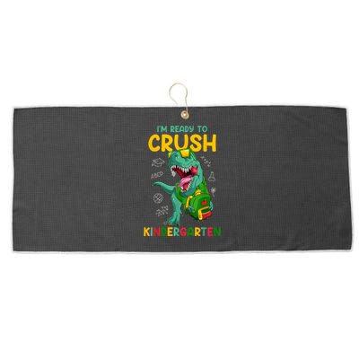 Im Ready To Crush Kindergarten Dinosaur Back To School Large Microfiber Waffle Golf Towel