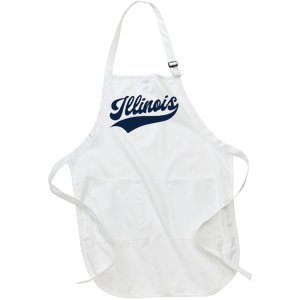 Illinois Retro Throwback Design Classic Full-Length Apron With Pockets