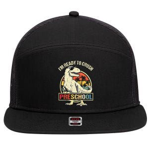 I'm Ready To Crush Preschool Dinosaur T Rex Back To School 7 Panel Mesh Trucker Snapback Hat