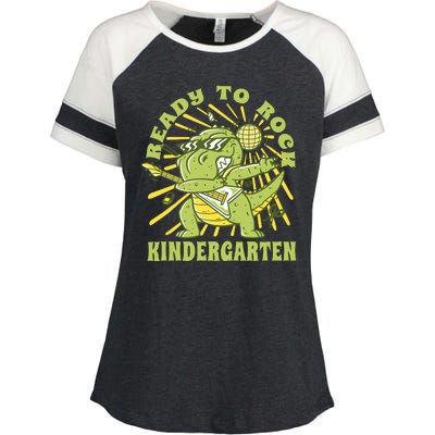 I'm Ready To Crush Kindergarten Dinosaur Enza Ladies Jersey Colorblock Tee