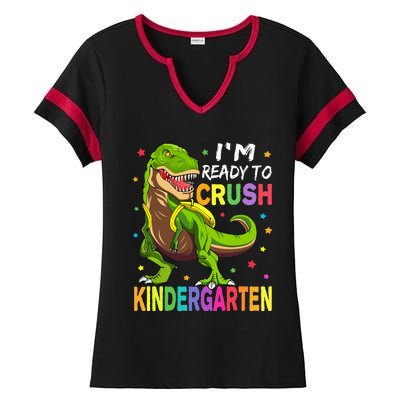 I'm Ready To Crush Kindergarten Back To School Dinosaur Ladies Halftime Notch Neck Tee