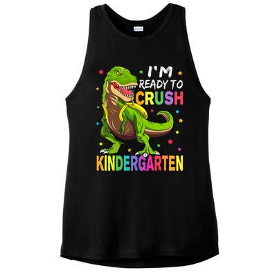 I'm Ready To Crush Kindergarten Back To School Dinosaur Ladies PosiCharge Tri-Blend Wicking Tank